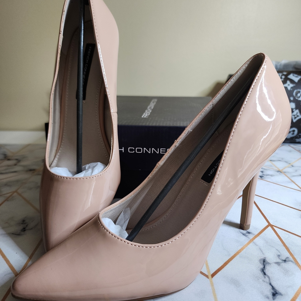 French Connection Nude Patent Leather Heels